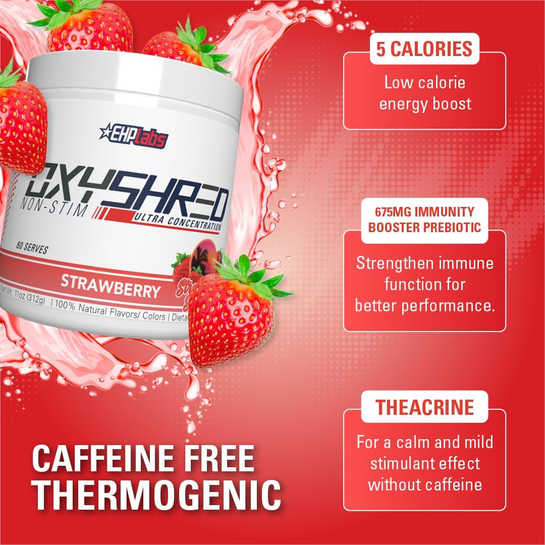 Ehplabs Oxyshred Non-Stimulant Shredding Supplement - Promotes Shredding, Energy Booster, Pre-Workout, Mood Booster - Strawberry Sunrise, 60 Servings