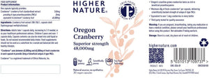 Higher Nature - Oregon Cranberry Supplement - 48,000Mg Superior Strength - UTI Support for Women & Men - True Food® Formula - High Strength Cranberry Concentrate 200X - Sugar Free - 30 Capsules