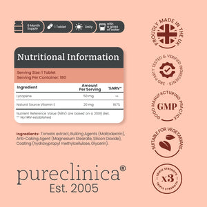 Lycopene 50Mg X 180 Tablets (6 Months Supply). 300% Strength of Regular Lycopene Tablets.