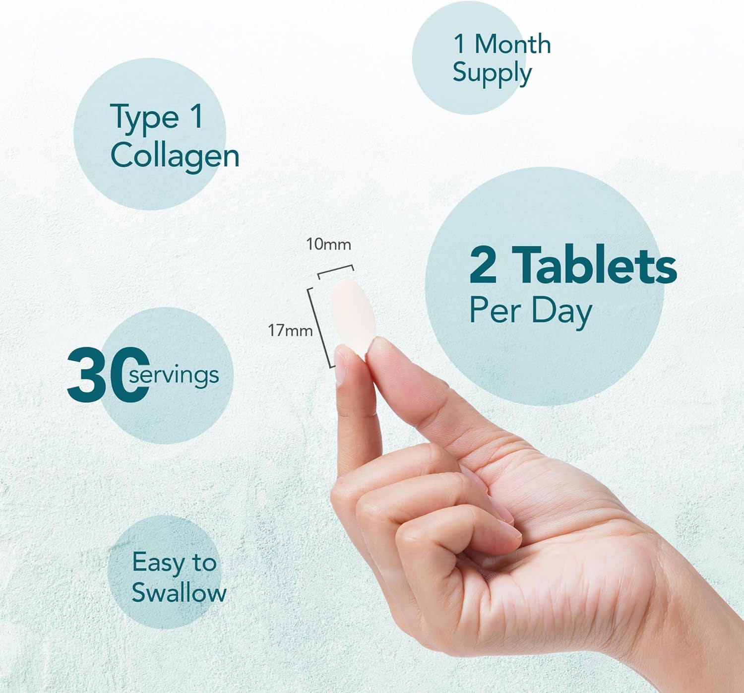 Zipvit Marine Collagen 1200Mg Tablets with Hyaluronic Acid, Vitamin C, and Zinc. High Strength Type 1 Collagen for Men and Women, Supports Hair, Skin, and Nails, 60 Tablets, 1 Month Supply