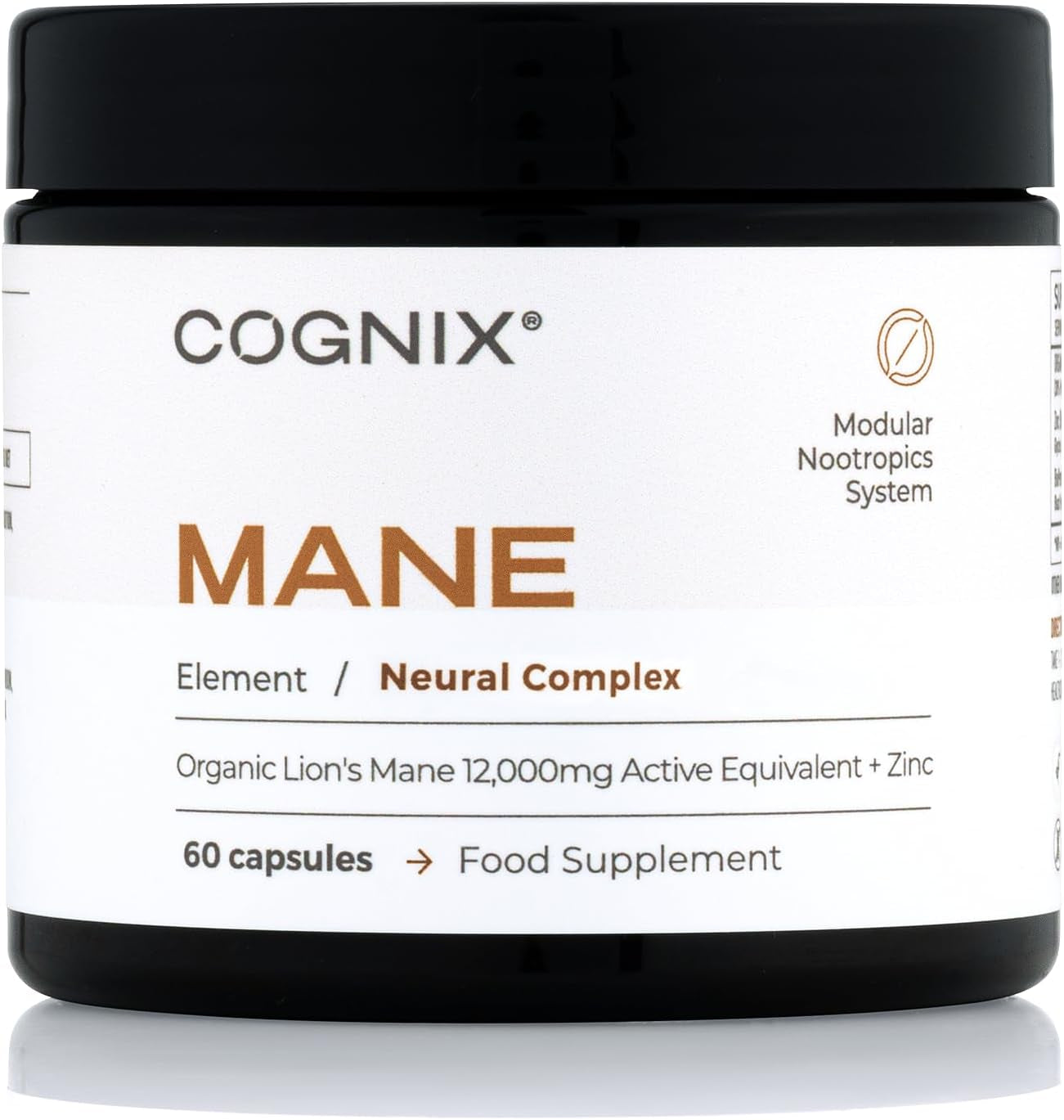 High Potency Lions Mane Supplement 12,000Mg with Zinc for Normal Cognitive Function & Cell Protection - Maximum Strength Organic Lions Mane - 30% Polysaccharides - UK Made 60 Capsules (30 Servings)