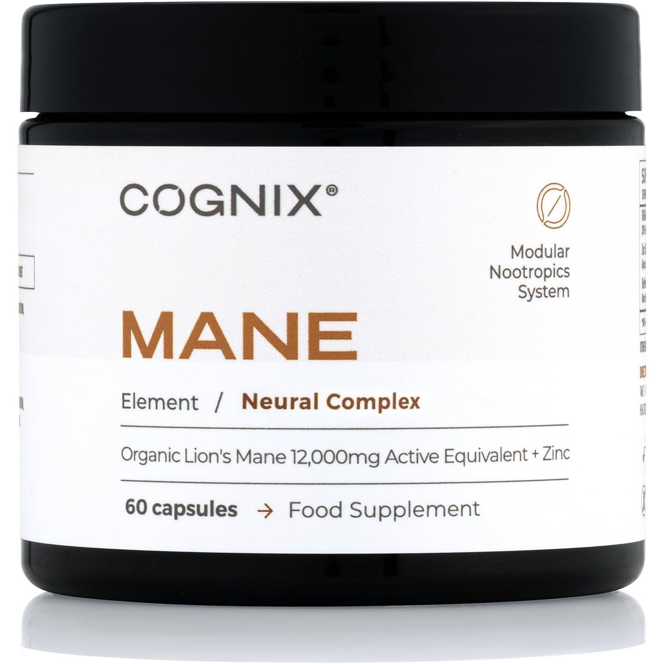 High Potency Lions Mane Supplement 12,000Mg with Zinc for Normal Cognitive Function & Cell Protection - Maximum Strength Organic Lions Mane - 30% Polysaccharides - UK Made 60 Capsules (30 Servings)