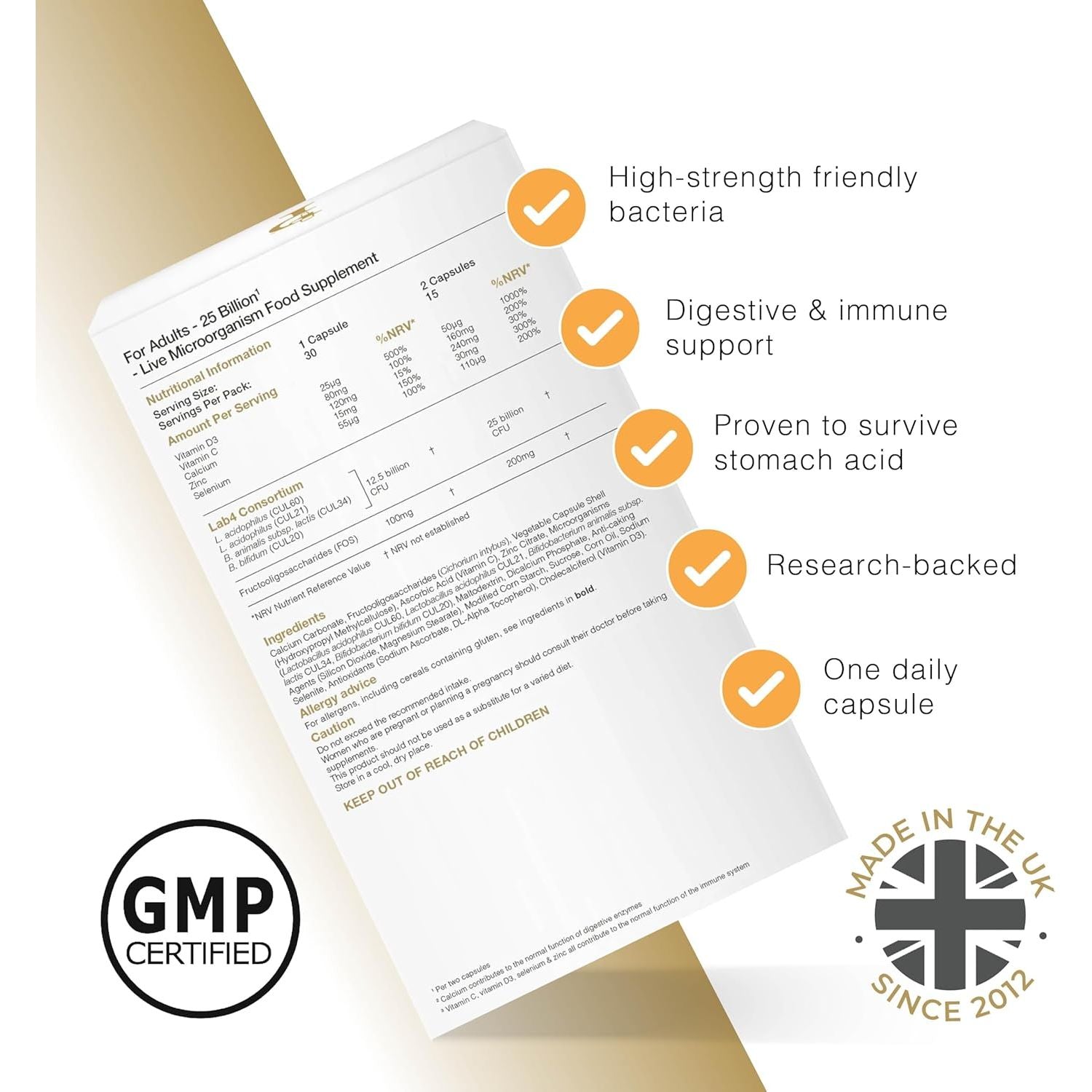 Pro-Ven Probiotics for Adults | Digestive Health & Immune System Support | 25 Billion CFU & Multivitamin Supplement | High-Strength Gut Support | 30 Capsules