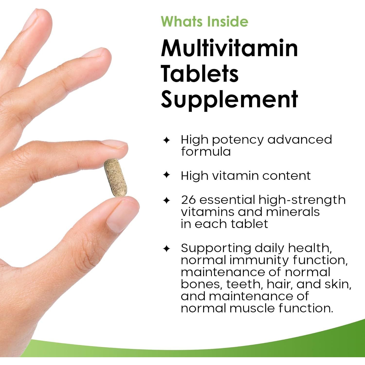 Multivitamin & Minerals 26 Essential Active Vegan High Strength Multivitamin Tablets for Women & Men with Iron A-Z Complete Daily Vegan Vitamins Gluten Free GMO Free (3 Month Supply) UK Made New Leaf