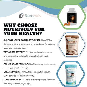 Calcium Hydroxyapatite | 120 Capsules | MCHA - Microcrystalline Hydroxyapatite | Healthy Bones & Teeth | 500Mg Elemental Calcium per 2 Capsule Dose | Most Bioavailable Form | by Nutrivolv