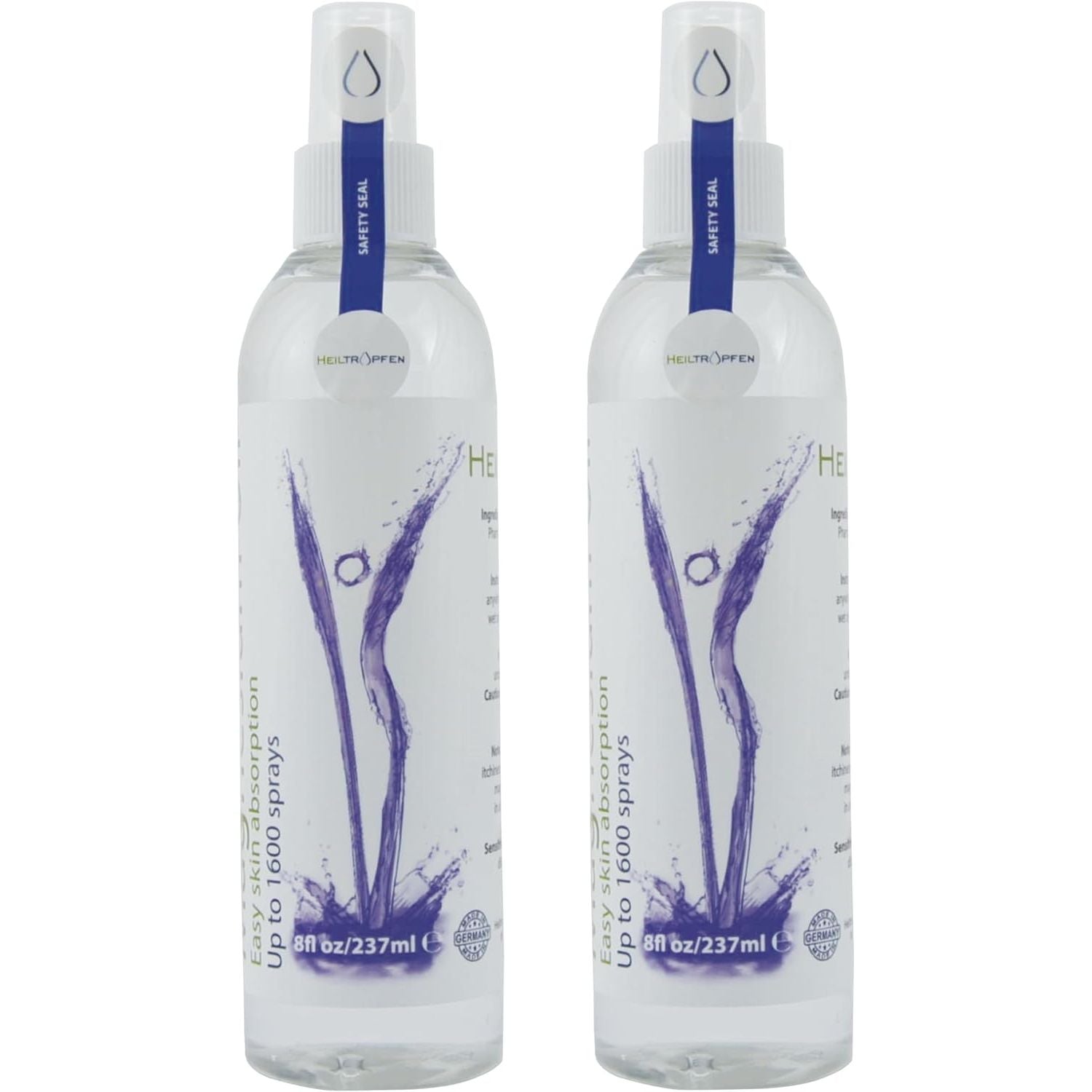 2X Magnesium Oil Spray | Pharmaceutical Grade | High Potent 27.5% Concentration | 2X 8 Fl Oz / 2X 237 Ml, Two Pack/Two Bottles/Two Count | Heiltropfen®