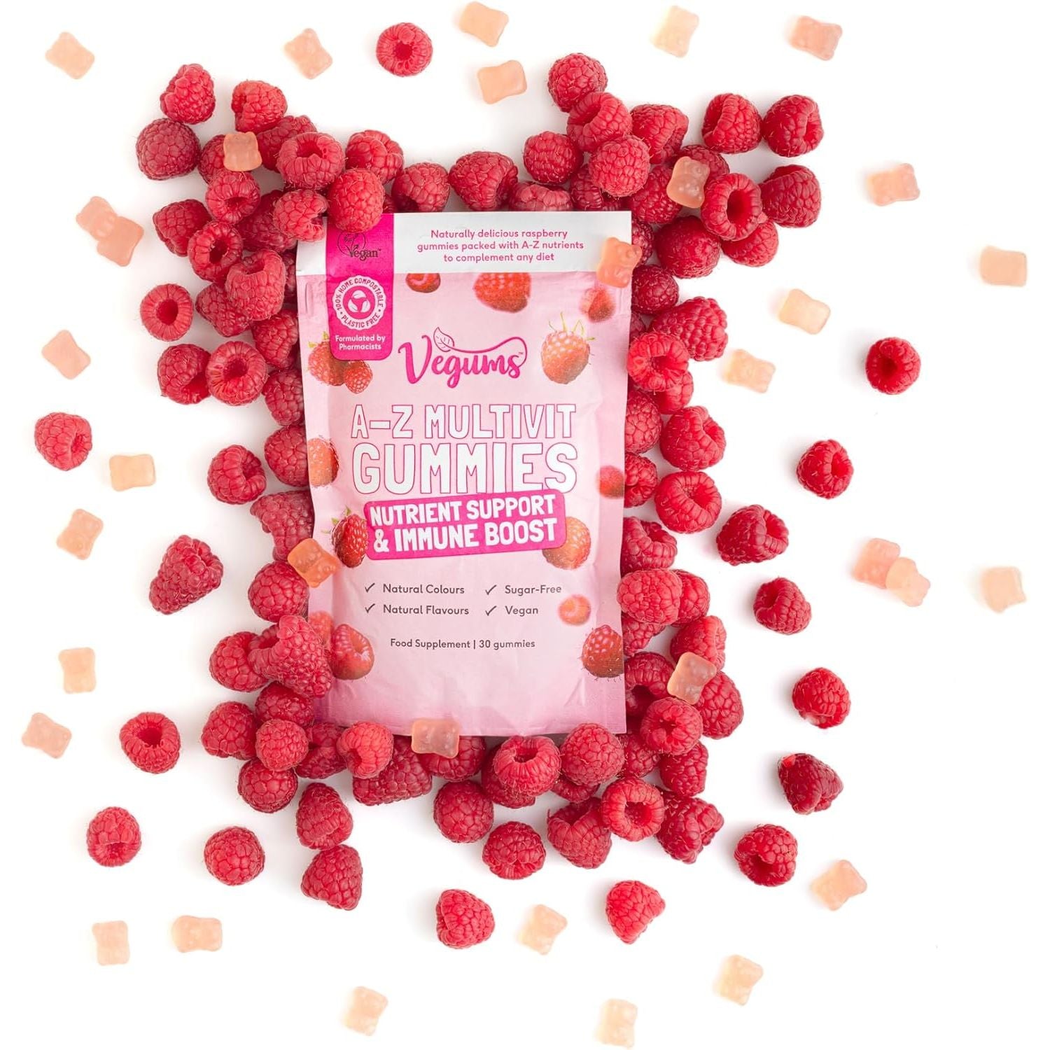 Vegums Sugar-Free A–Z Multivitamin Gummies – Vegan, Zero Sugar, Natural Flavour – Daily Support for Immunity, Energy & Wellness – 30 Gummies