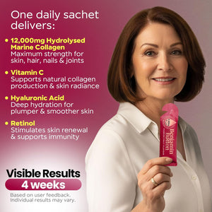 Menopause Collagen Liquid 12,000Mg, 14X Marine Collagen Peptide Sachets with Red Clover, Maca, Reishi, Vitamins C D3 K2, Biotin & Zinc, Skin, Hair, Joint & Hormone Support - Passion Fruit