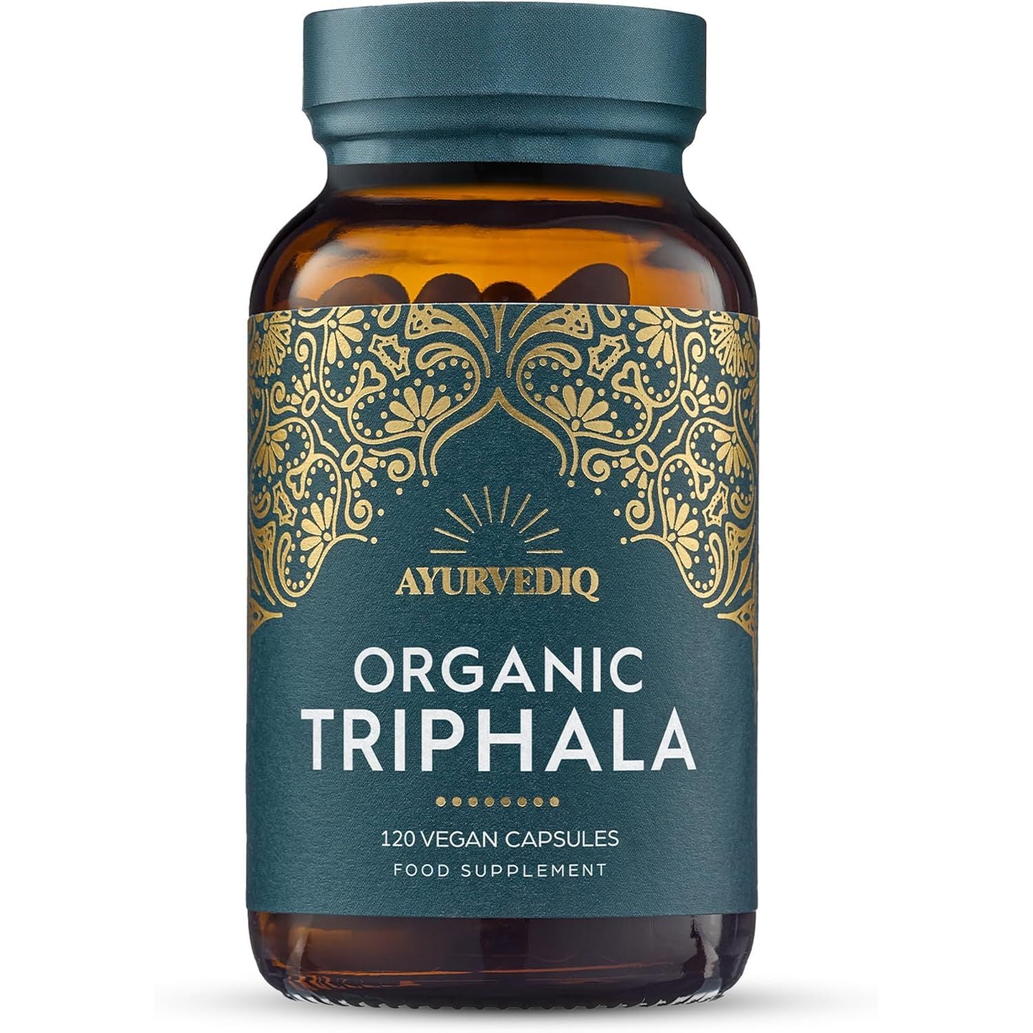 Ayurvediq Wellness Organic Triphala Capsules 120, 500Mg – Natural Pure Triphala Powder Organic Capsules for Immunity, Digestion, Wellbeing – Soil Association Certified - Vegan Ayurveda Supplements