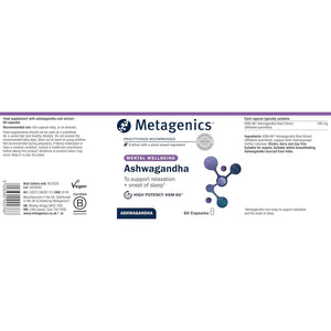 Metagenics Ashwagandha 500Mg - Supports Mental Clarity and Hormone Balance - High-Strength Supplement - 60 Capsules