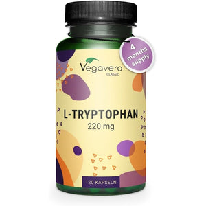 Vegavero L-Tryptophan 220 Mg | 120 Capsules (4 Months Supply) | NO Additives | Lab-Tested | Pure Tryptophan Supplement | Vegan