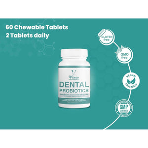 Dental Probiotics Advanced Oral Probiotics for Mouth Supplement - Bad Breath Treatment for Adults with BLIS K12 & BLIS M18-6 Billion CFU, Mint Flavour Chewable Oral Care Tablets - 60 Count